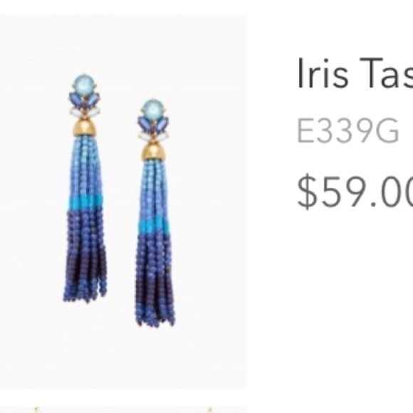 Stella & Dot | Cobalt + Turquoise Hand-beaded Iris Tassel Statement Earr… - Picture 8 of 9